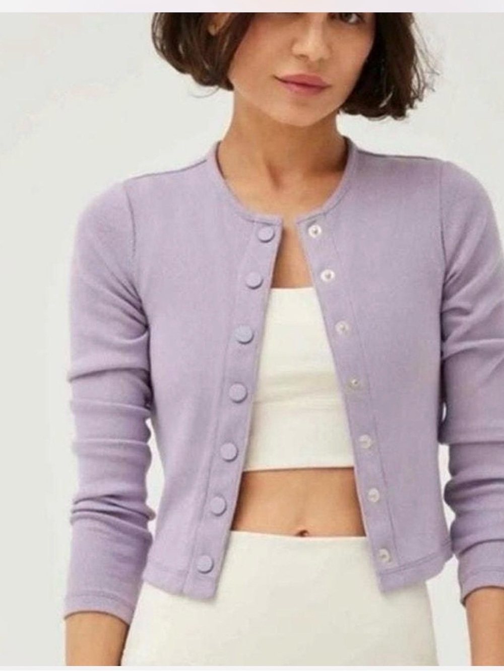 Outdoor Voices Cozy Rib Cropped Cardigan Athletic Athleisure Large